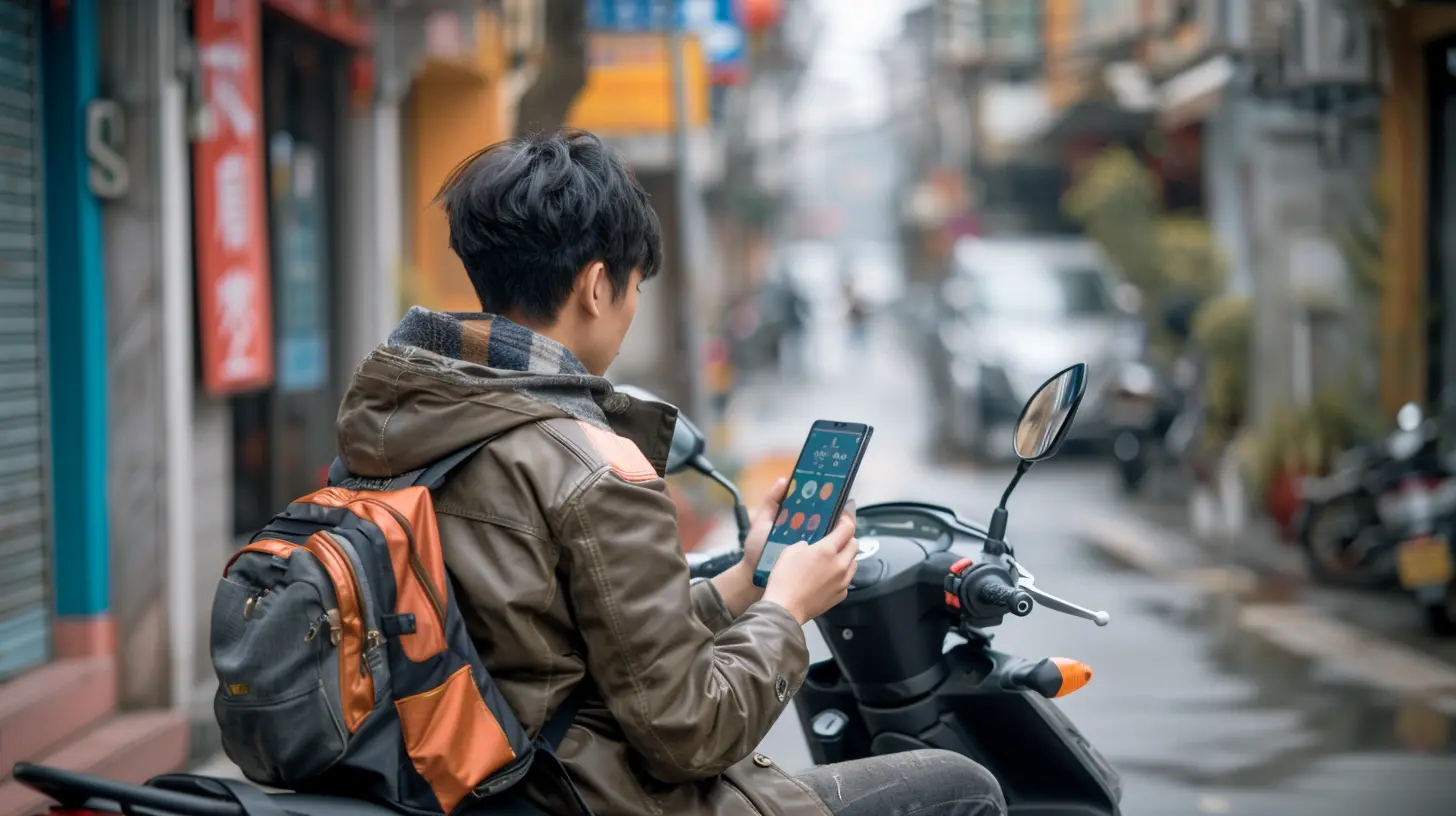 Young man using fintech app on his smartphone