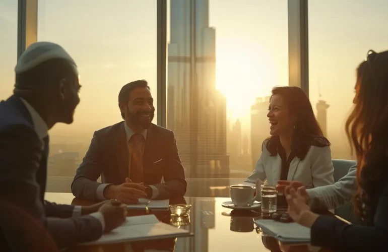 People from different cultures in a business meeting